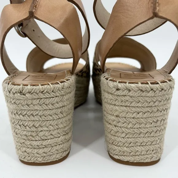Dolce Vita Lesly Leopard Calf Hair Espadrille Wedge Sandals Size 9
