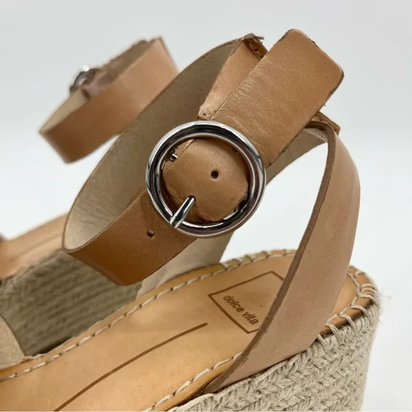 Dolce Vita Lesly Leopard Calf Hair Espadrille Wedge Sandals Size 9