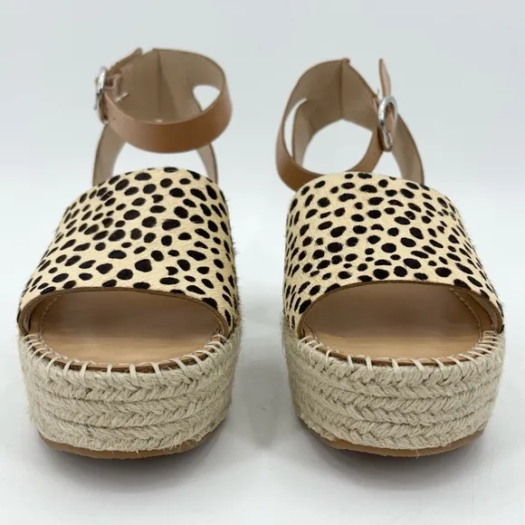 Dolce Vita Lesly Leopard Calf Hair Espadrille Wedge Sandals Size 9