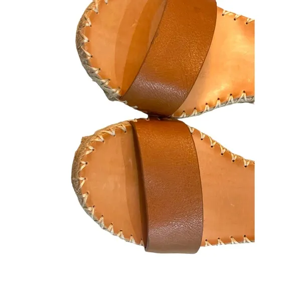DOLCE VITA NOOR COGNAC ESPADRILLE WEDGE SANDALS SIZE 9.5