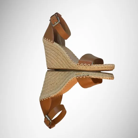 DOLCE VITA NOOR COGNAC ESPADRILLE WEDGE SANDALS SIZE 9.5