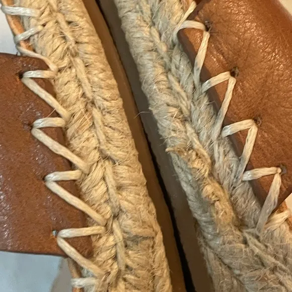 DOLCE VITA NOOR COGNAC ESPADRILLE WEDGE SANDALS SIZE 9.5