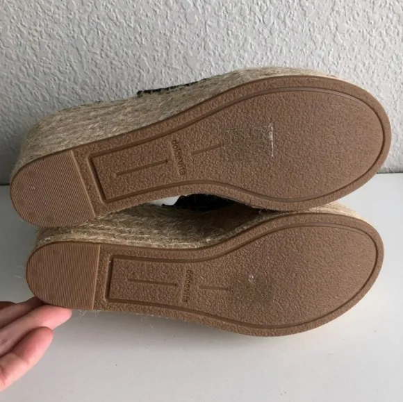 Dolce Vita Straw Espadrille Wedge Sandals - Anthracite Gray 7.5