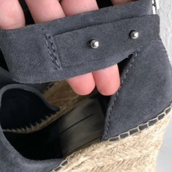 Dolce Vita Straw Espadrille Wedge Sandals - Anthracite Gray 7.5