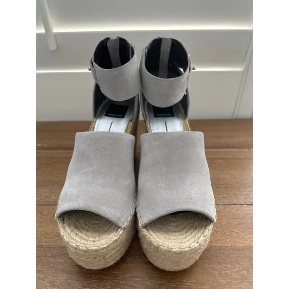 Dolce Vita Straw Suede Platform Wedge Espadrille Gray | 7