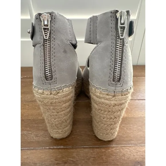 Dolce Vita Straw Suede Platform Wedge Espadrille Gray | 7