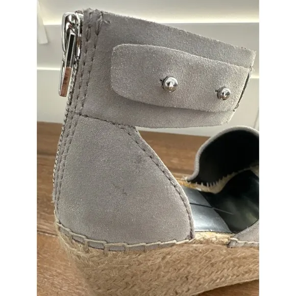 Dolce Vita Straw Suede Platform Wedge Espadrille Gray | 7