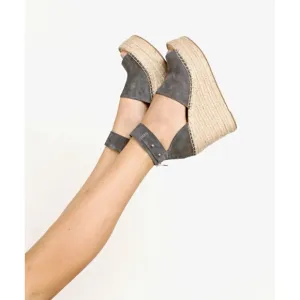 Dolce Vita Straw Suede Platform Wedge Espadrille Gray | 7