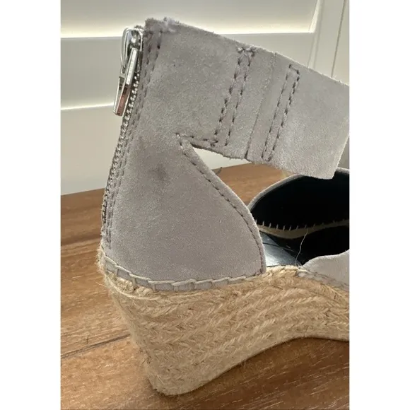 Dolce Vita Straw Suede Platform Wedge Espadrille Gray | 7