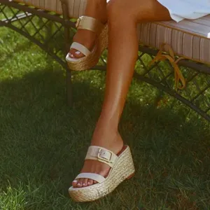 Dolce Vita Thorin Platform Wedge Heel Sandals Ivory Leather  4T2