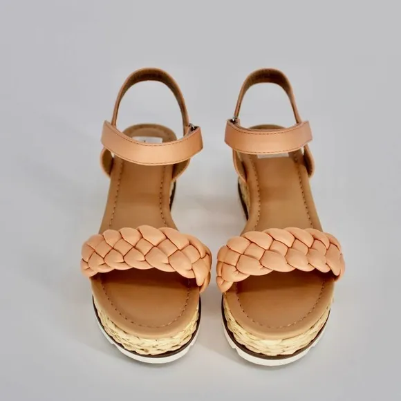 Dolce Vita Vamoos Platform Espadrille Sandals Girls Size 2 in Coral NEW