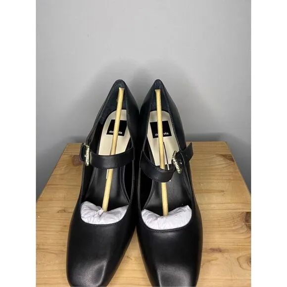 Dolce Vita Women's Lakota Black Leather Square Classic Block Heel Shoes Size 9