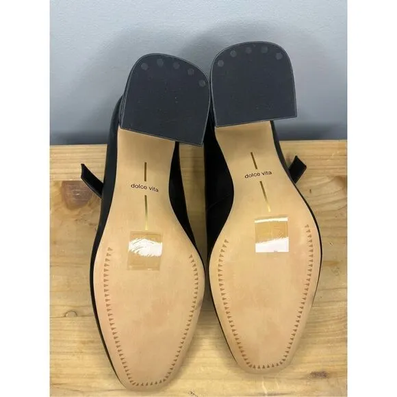 Dolce Vita Women's Lakota Black Leather Square Classic Block Heel Shoes Size 9