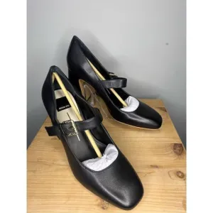 Dolce Vita Women's Lakota Black Leather Square Classic Block Heel Shoes Size 9