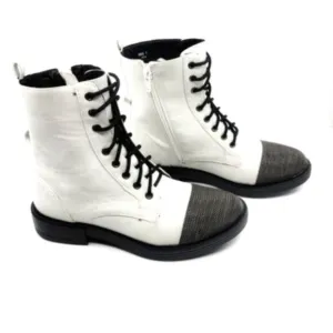 Dolce Vita XYLA White Womens Metal Toe Low Heel Combat Boots