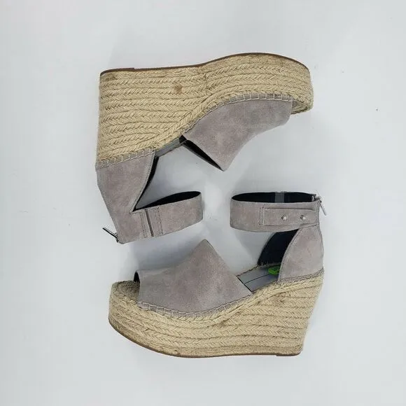 Dolce Vita Espadrille Sandals Gray Suede Platform