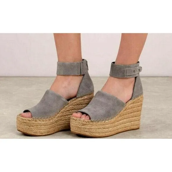 Dolce Vita Espadrille Sandals Gray Suede Platform