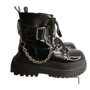 Dolls Kill Current Mood Size 11 Boot Chain Platform Goth  Hoodcore Boots