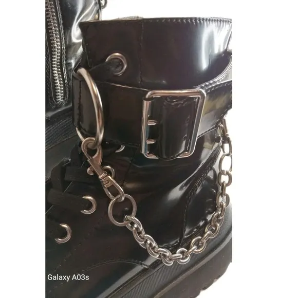 Dolls Kill Current Mood Size 11 Boot Chain Platform Goth  Hoodcore Boots