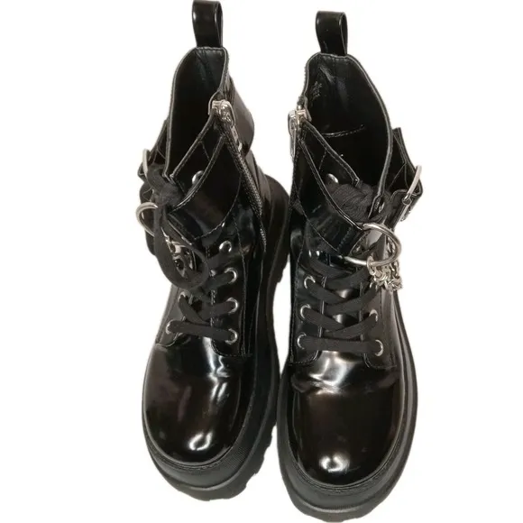 Dolls Kill Current Mood Size 11 Boot Chain Platform Goth  Hoodcore Boots