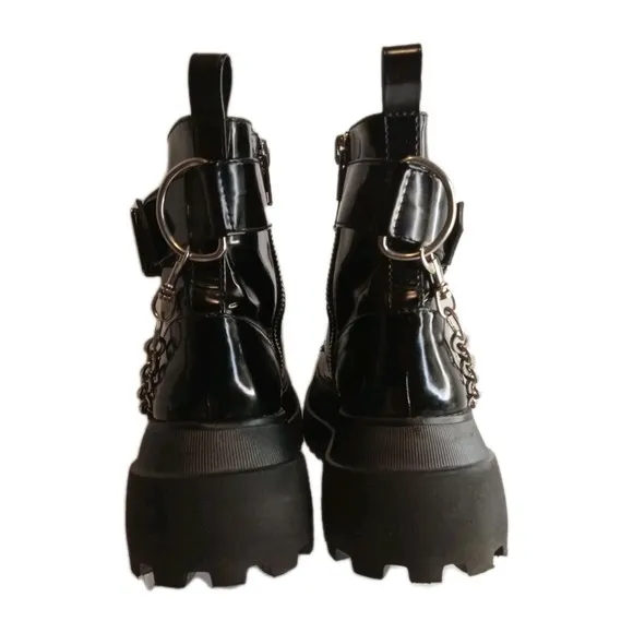 Dolls Kill Current Mood Size 11 Boot Chain Platform Goth  Hoodcore Boots