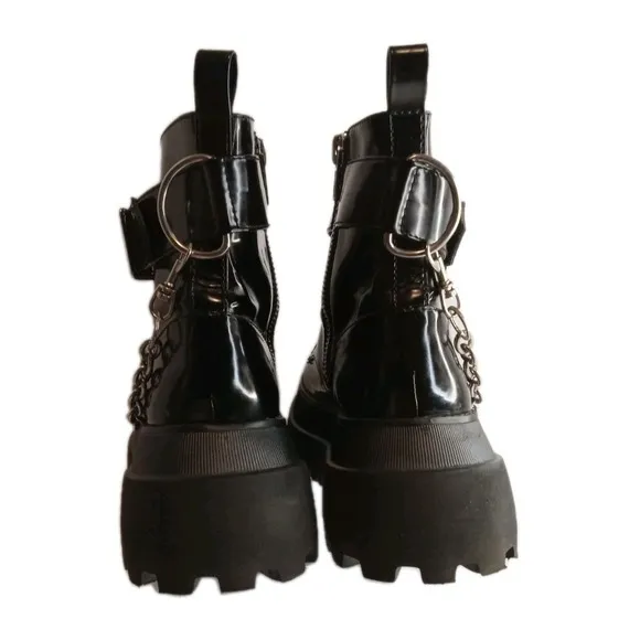 Dolls Kill Current Mood Size 11 Boot Chain Platform Goth  Hoodcore Boots