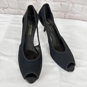 Donald J Pliner Black Peep-Toe Heels Italy Sheer Sides Size 8.5
