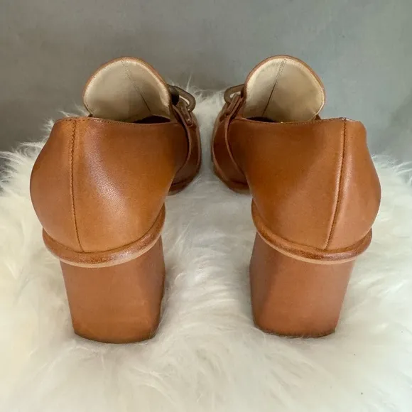 Donald J Pliner EDOLIE Block Heel Shoes Size 7.5 in Cognac