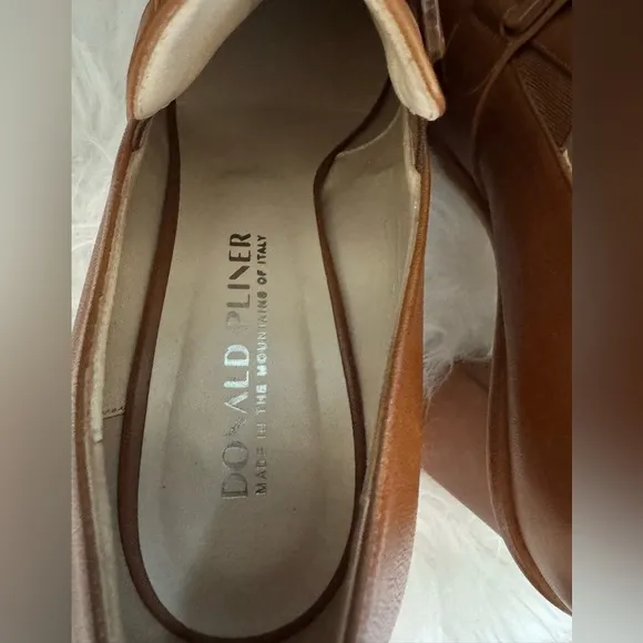 Donald J Pliner EDOLIE Block Heel Shoes Size 7.5 in Cognac