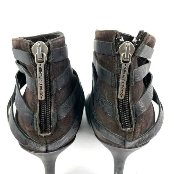 Donald J Pliner Gladiz Gladiator Sandals 8.5 Black Leather Platform Heels