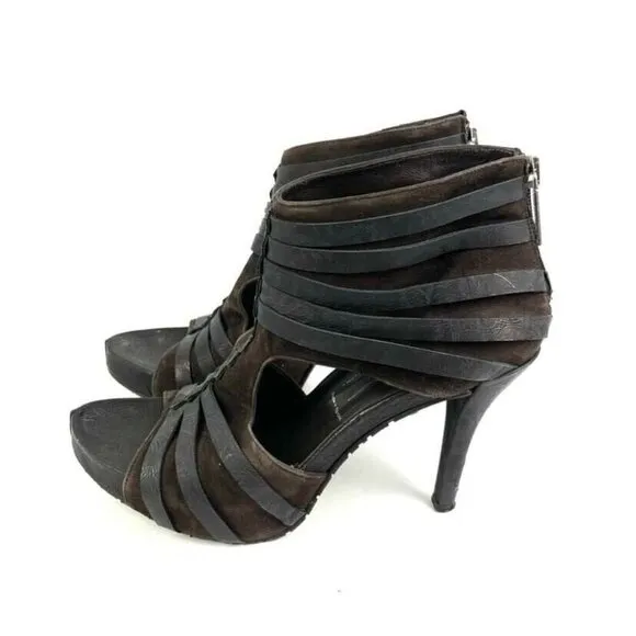 Donald J Pliner Gladiz Gladiator Sandals 8.5 Black Leather Platform Heels