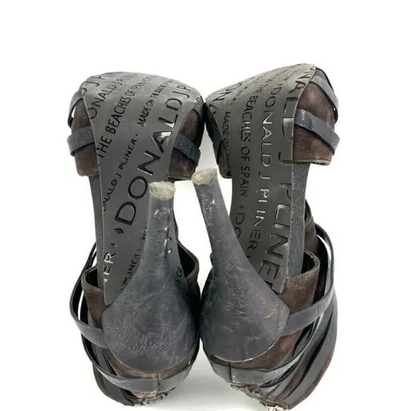 Donald J Pliner Gladiz Gladiator Sandals 8.5 Black Leather Platform Heels
