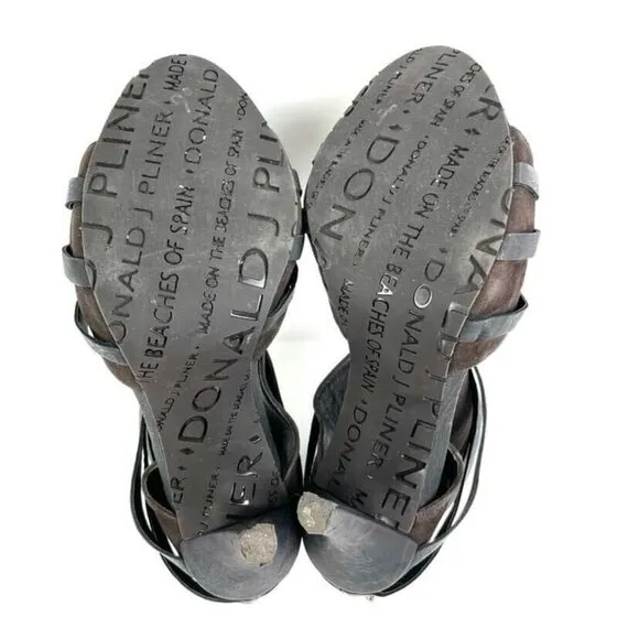 Donald J Pliner Gladiz Gladiator Sandals 8.5 Black Leather Platform Heels