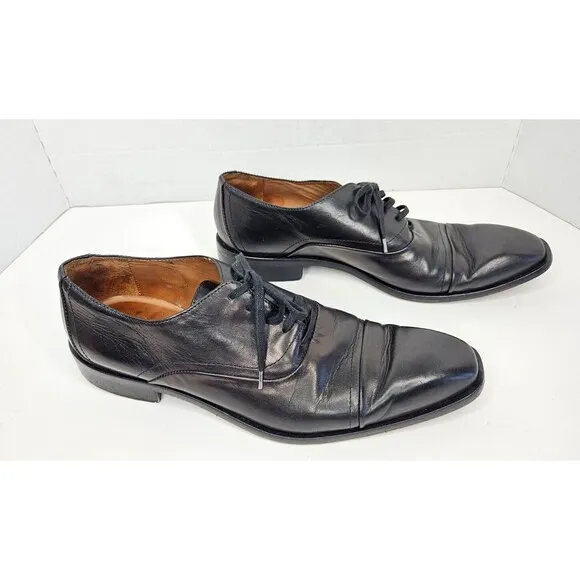 Donald J Pliner Men’s Black Leather Lace-Up Captoe Oxford Dress Shoes 11.5 M