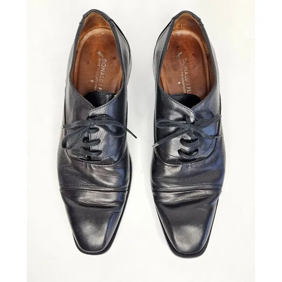 Donald J Pliner Men’s Black Leather Lace-Up Captoe Oxford Dress Shoes 11.5 M