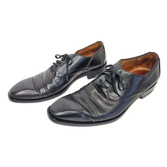 Donald J Pliner Men’s Black Leather Lace-Up Captoe Oxford Dress Shoes 11.5 M