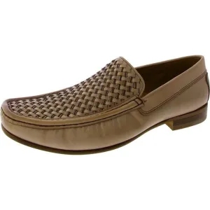 Donald J. Pliner Mens Tan Leather Slip On Square Toe Loafers Shoes New