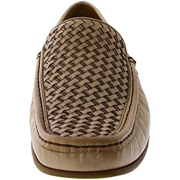 Donald J. Pliner Mens Tan Leather Slip On Square Toe Loafers Shoes New