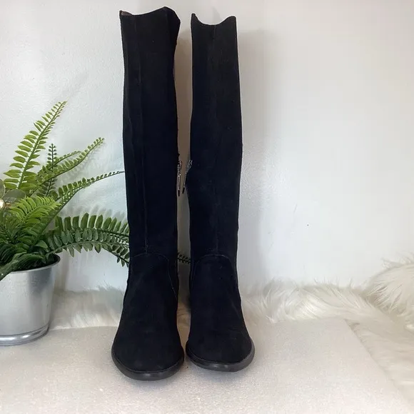 DONALD J PLINER PESO SUEDE LEATHER KNEE HIGH BOOTS BLACK SZ 6