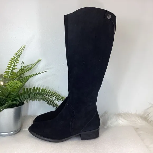 DONALD J PLINER PESO SUEDE LEATHER KNEE HIGH BOOTS BLACK SZ 6