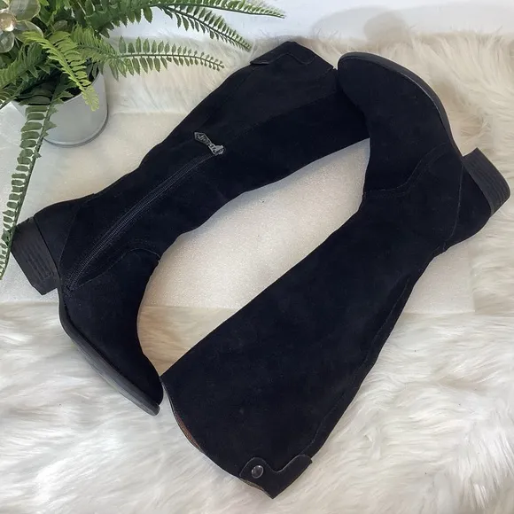 DONALD J PLINER PESO SUEDE LEATHER KNEE HIGH BOOTS BLACK SZ 6