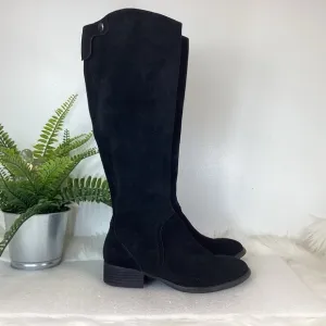 DONALD J PLINER PESO SUEDE LEATHER KNEE HIGH BOOTS BLACK SZ 6