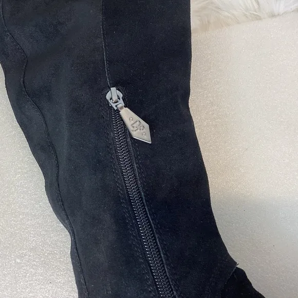 DONALD J PLINER PESO SUEDE LEATHER KNEE HIGH BOOTS BLACK SZ 6