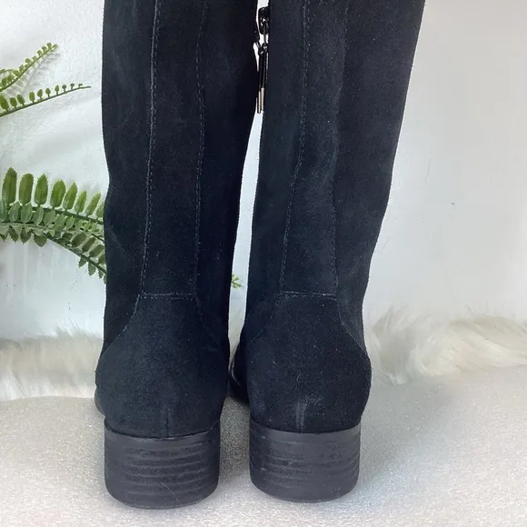 DONALD J PLINER PESO SUEDE LEATHER KNEE HIGH BOOTS BLACK SZ 6