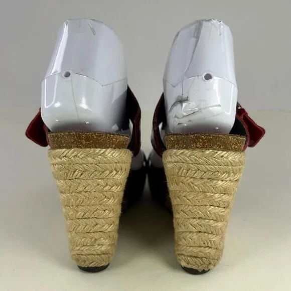 Donald J Pliner Red Croc Strappy Wedge US 9 M Buckle Espadrille Sandals