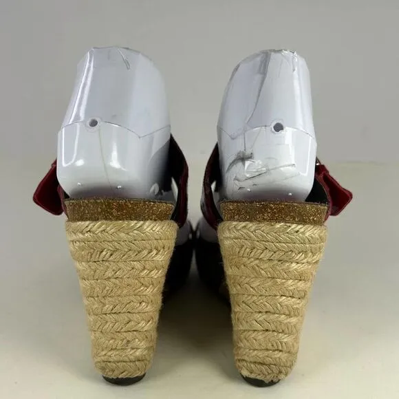 Donald J Pliner Red Croc Strappy Wedge US 9 M Buckle Espadrille Sandals