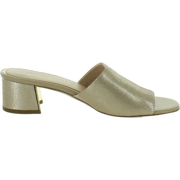 Donald J. Pliner Womens Melros Gold Leather Toe Loop Slide Sandals Shoes New