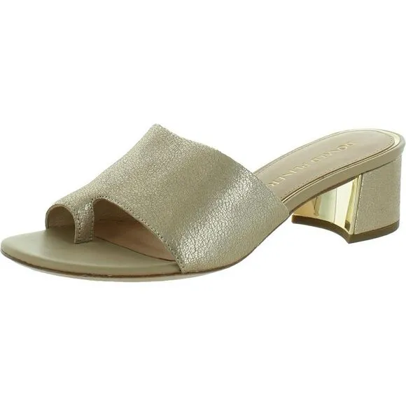 Donald J. Pliner Womens Melros Gold Leather Toe Loop Slide Sandals Shoes New