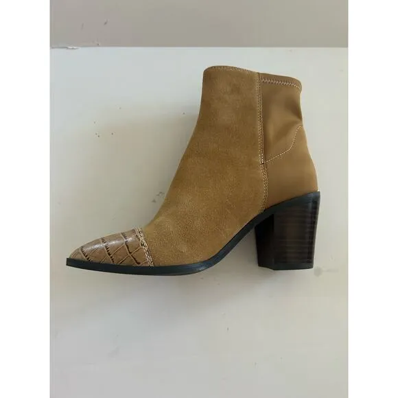 Donald Pliner Leather Pointed Cap Toe Snakeskin Brown Boots Booties Size 6 New