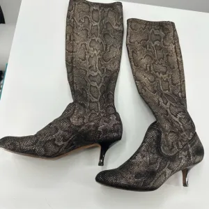 Donald Pliner Snakeskin Knee High Boots Low Kitten Heel Womens 7.5